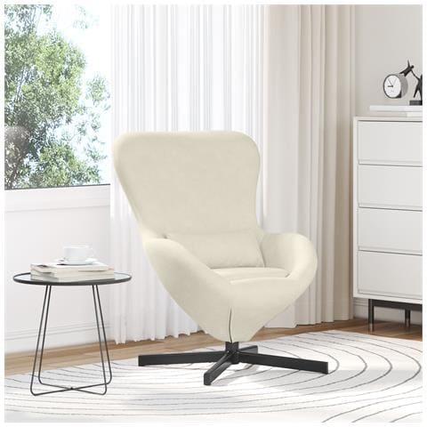 Poltrona a uovo  in velluto crema - Foto 2