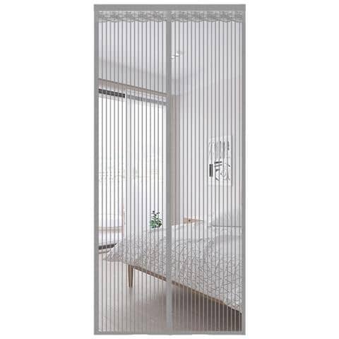 Tenda Zanzariera Magnetica Per Porta Con 9 Coppie Di Magneti, Grigia, 70x200cm - Foto 1