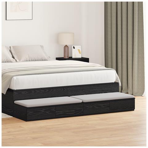 Cassetti per letto Nero Rovere 150x36,5x16,5 cm Legno ingegnerizzato - Foto 2