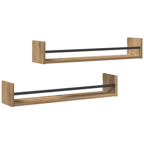 Mensole a muro 2 pz Rovere Artigianale 80x16x14 cm Legno ingegnerizzato - Foto 1