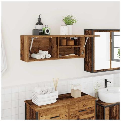 Mobile da Bagno Legno Antico 80x25x30 cm in Truciolato - Foto 2