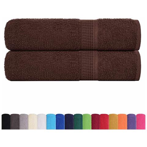 Asciugamani 2 pz Marrone 50x100 cm 360 g/m² 100% Cotone - Foto 2