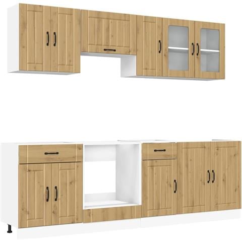 Set Mobili da Cucina 8 pz Kalmar Rovere Artigianale Truciolato - Foto 1