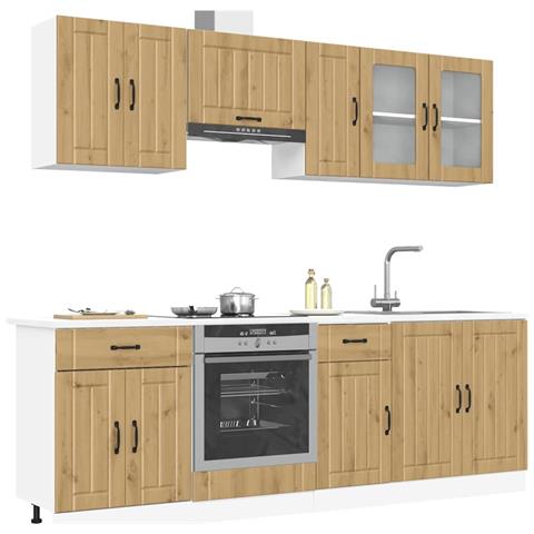 Set Mobili da Cucina 8 pz Kalmar Rovere Artigianale Truciolato - Foto 2