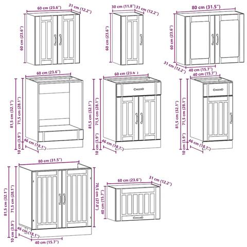 Set Mobili da Cucina 8 pz Kalmar Rovere Artigianale Truciolato - Foto 8
