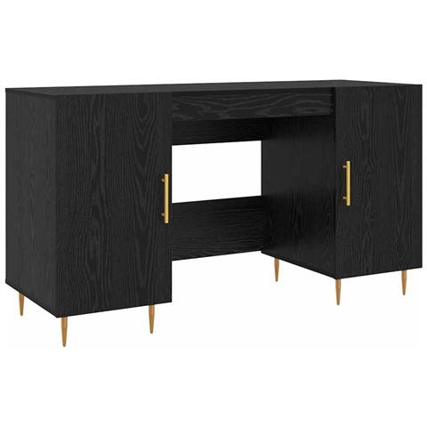 Scrivania Rovere nero 140 x 50 x 75 cm Legno multistrato - Foto 1