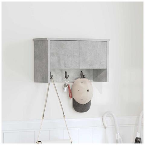 Appendiabiti a muro con porta Grigio cemento 50 x 20 x 30 cm - Foto 2