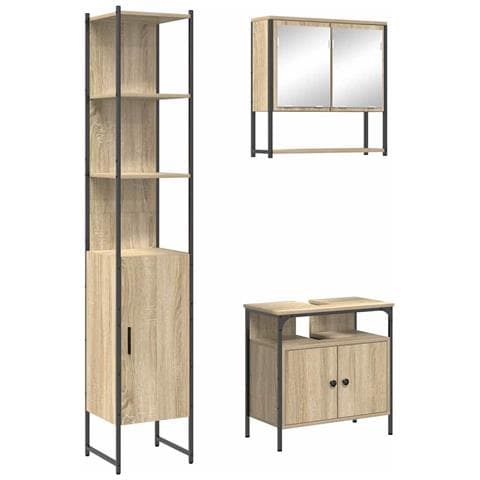 Set di mobili per il bagno con lo scaffale 3 pcs rovere sonoma - Foto 1