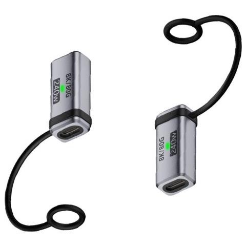 Adattatore Da Usb-c Femmina A Femmina 240w, 120gbps, Supporta 16k@ 60hz (confezione Da 2) Silver - Foto 3