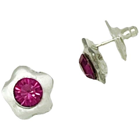 Ciondolo A Forma Di Fiore, Argento 10µ E Rosa Fucsia Sw - Foto 1