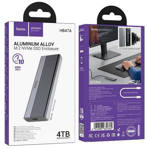Hoco Contenitore Per M.2 Nvme Ssd Pen Drive Chiavetta Usb-c Fino A 4 Tb In Alluminio - Foto 5