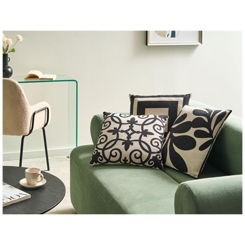 Set Di 2 Cuscini Merbau Cotone 30 X 50 Cm 45 X 45 Cm Nero /beige Trama Astratta - Foto 1