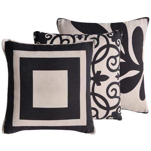 Set Di 2 Cuscini Merbau Cotone 30 X 50 Cm 45 X 45 Cm Nero /beige Trama Astratta - Foto 2