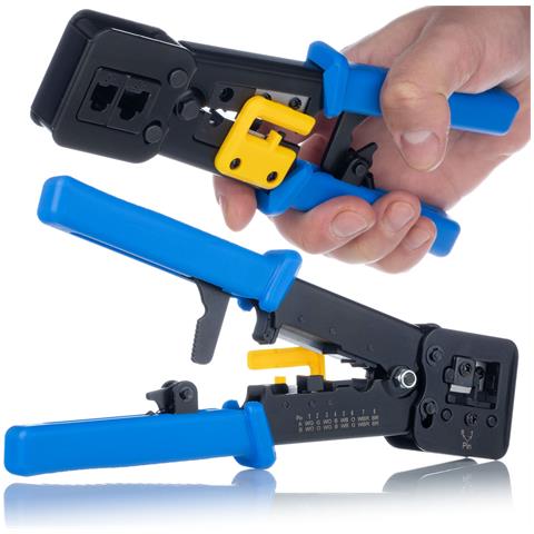 Pinza Crimpatrice Passante Per Rj45 / Rj12 / Rj11 - | Design Ergonomico, Materiale In Abs, Lunghezza 240 Mm | Strumento Professionale Per Reti - Foto 1