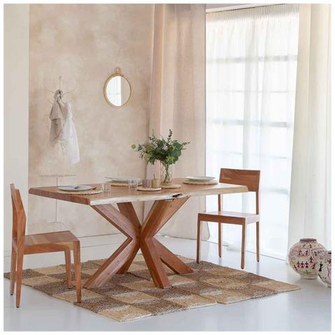 Tavolo Da Pranzo In Acacia Bordo Naturale 160 X 90 X 77h Cm - Foto 2