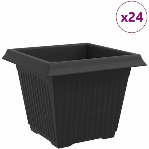 Vaso quadrato per fiori 24 pcs Nero 28,5 x 28,5 x 22 cm - Foto 1