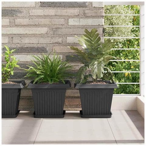 Vaso quadrato per fiori 24 pcs Nero 28,5 x 28,5 x 22 cm - Foto 2
