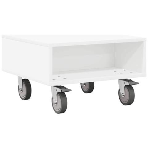 Tavolino con Ruote Bianco 50,5 x 50 x 30 cm Legno multistrato - Foto 1