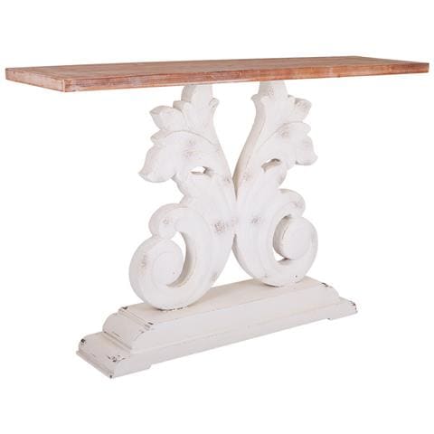 Mobile Da Ingresso In Legno Bianco Intagliato 150x40x90h - Foto 1