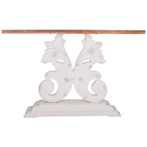 Mobile Da Ingresso In Legno Bianco Intagliato 150x40x90h - Foto 2