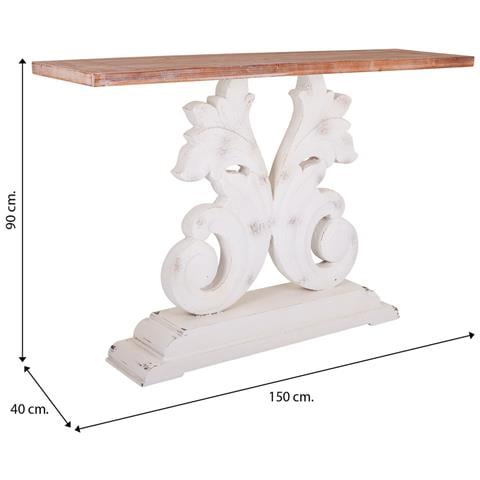 Mobile Da Ingresso In Legno Bianco Intagliato 150x40x90h - Foto 7