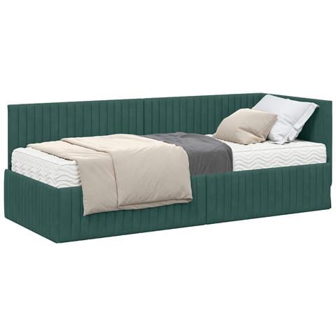 Struttura Letto Angolare con Materasso 2 pcs Verde Velluto - Foto 1