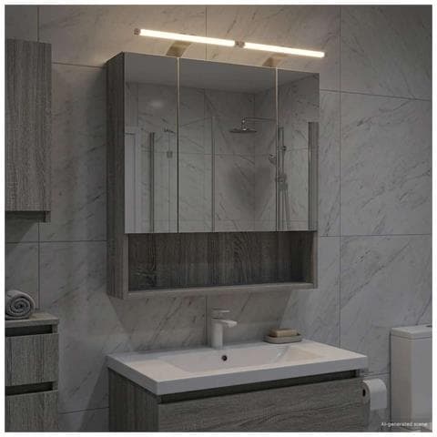 Mobiletto per specchio da bagno Grigio Sonoma 60 x 14.5 x 70 cm - Foto 2