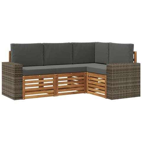 Set divani con cuscino 4 pcs Legno di Acacia Massello - Foto 1