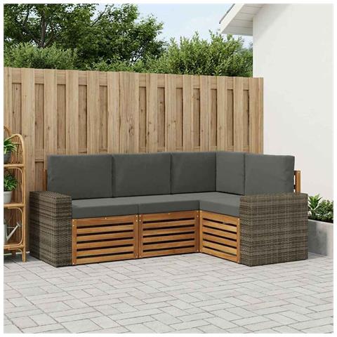 Set divani con cuscino 4 pcs Legno di Acacia Massello - Foto 2