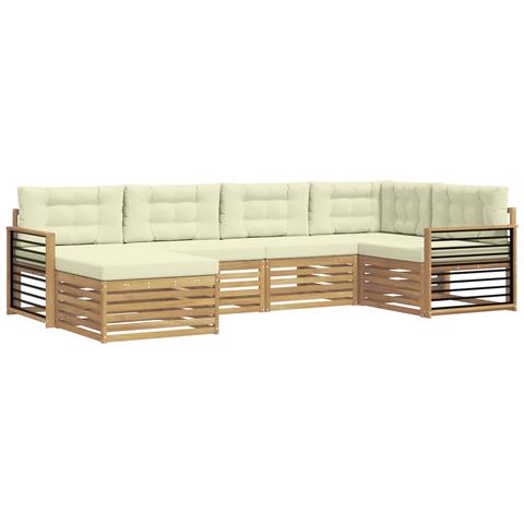 Set di divani da esterno 6 pcs Bianco e Crema Poliestere - Foto 1