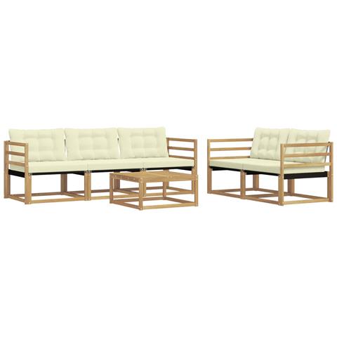 Set di divani da esterno 6 pcs Bianco e Crema 79 x 79 x 37 cm - Foto 1