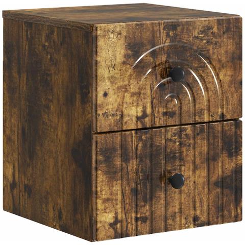 Mobiletto da notte a muro Rovere Fumo 33 x 34,5 x 40 cm - Foto 1