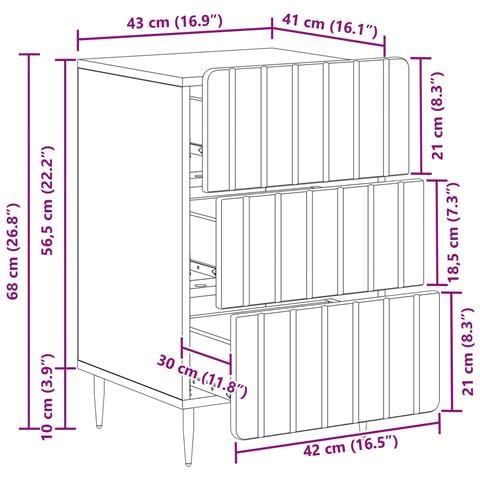 Armadio da Notte con cassetto Legno antico 43x 41 x 68 cm - Foto 9