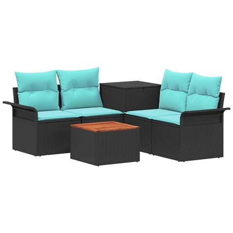 Set di divani 6 pcs 4-Numero di posti Nero e Blu - Foto 1