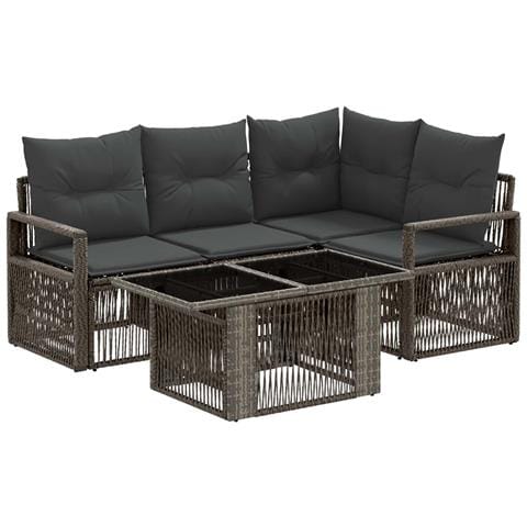 Set Divano da Giardino 5 pz Grigio e Grigio Scuro polyrattan - Foto 1