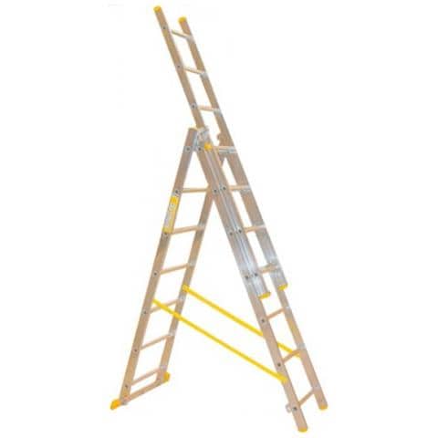 Scala trasformabile tripla in alluminio 3x9 gradini 5,6 mt - Foto 3