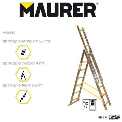 Scala trasformabile tripla in alluminio 3x9 gradini 5,6 mt - Foto 2