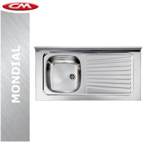 Lavello In Acciaio Inox Con 1 Vasca,   Serie Mondial Art.031031scssx Monoforo - 100x50 Inox A Magazzino - Foto 1