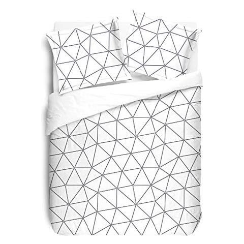 Duvet Set 100% Cotone Hugo - 1 Copripiumino 220x240 Cm + 2 Federe 65x65 Cm In Bianco E Nero - Foto 1