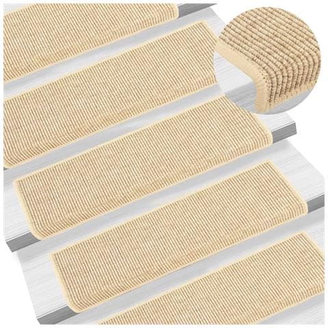 Tappeti Adesivi Scale Aspetto Sisal 15pz 65x21x4cm Beige Chiaro - Foto 1