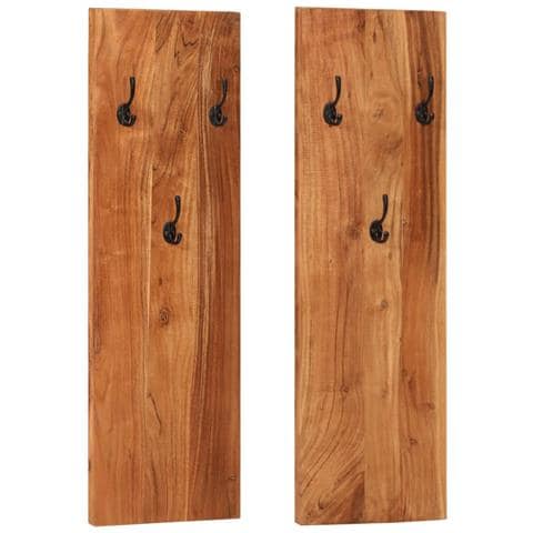 Appendiabiti A Parete 2 Pz 36x3x110cm Legno Massello Di Acacia - Foto 1