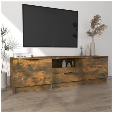 Mobile Tv Rovere Fumo 140x35x40 Cm In Legno Ingegnerizzato - Foto 6