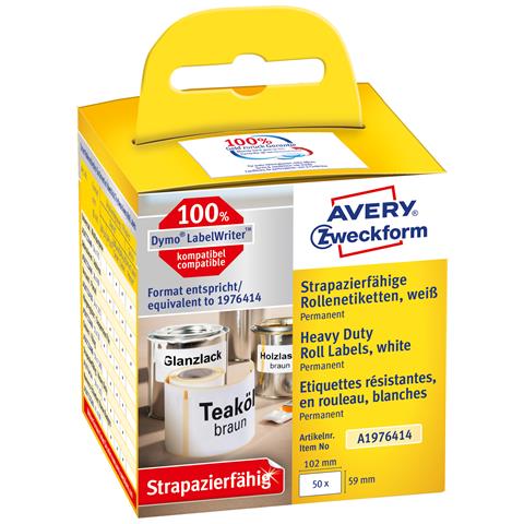 A1976414 etichetta autoadesiva Rettangolo con angoli arrotondati Permanente Bianco 50 pz - Foto 1