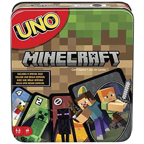 Giochi Mattel Gioco Di Carte Uno, Per Bambini E Serate In Famiglia, A Tema Videogioco Minecraft, Giochi Di Viaggio, Scatola Di Latta (esclusiva Amazon) - Foto 1