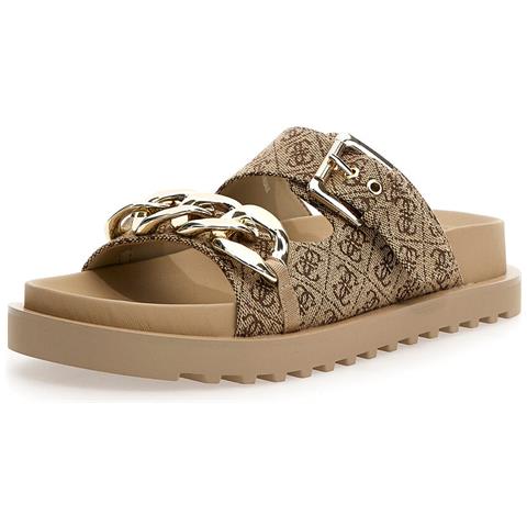 Fl6ft2fal03 Ciabatte Sandali Fibbia Pelle Logato Beige Oro Beige 40 - Foto 1