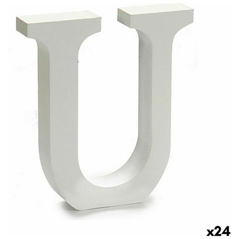 Lettera U Legno Bianco (2 X 16 X 14,5 Cm) (24 Unità) - Foto 1