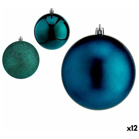 Set Di Palline Di Natale Azzurro Plastica 10 X 11 X 10 Cm (12 Unità) - Foto 1