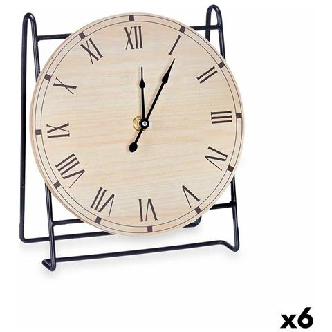 Orologio Da Tavolo Nero Metallo Legno Mdf 19 X 21 X 9 Cm (6 Unità) - Foto 1