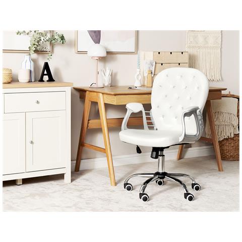 Sedia Da Scrivania Princess Pelle Sintetica Bianco - Foto 1