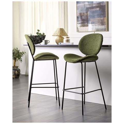 Set Di 2 Sedie Alte Luana Bouclé Verde Scuro - Foto 1